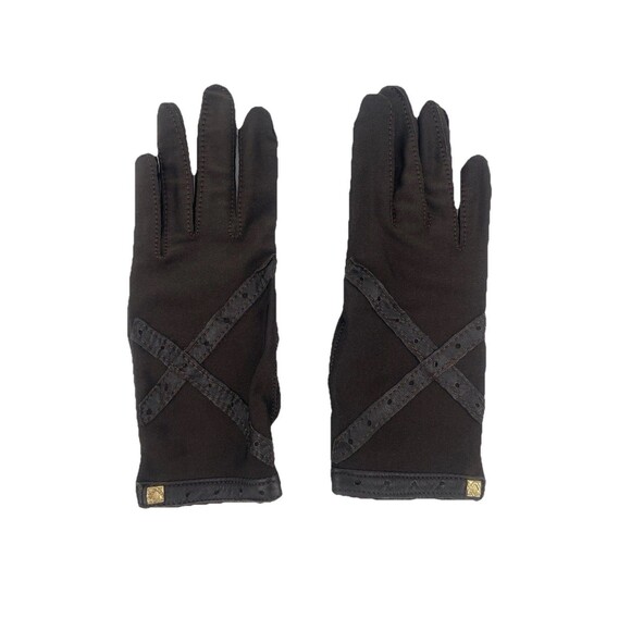 Accessories - VTG 80s Leather Black Nylon Spandex Gloves Stretch Winter Driving Finale OS